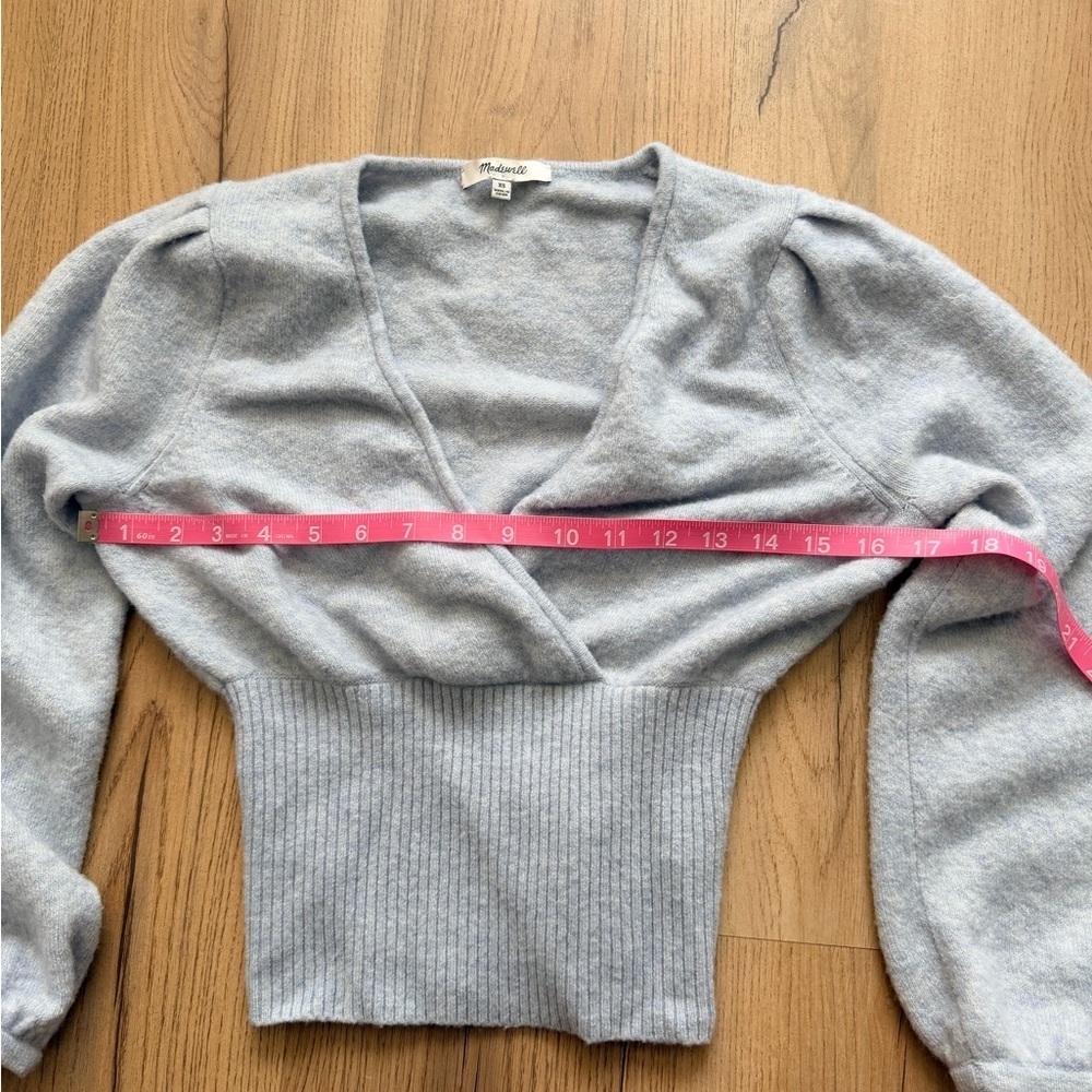 Blue Balletcore Mock-wrap Sweater - Picture 5 of 6